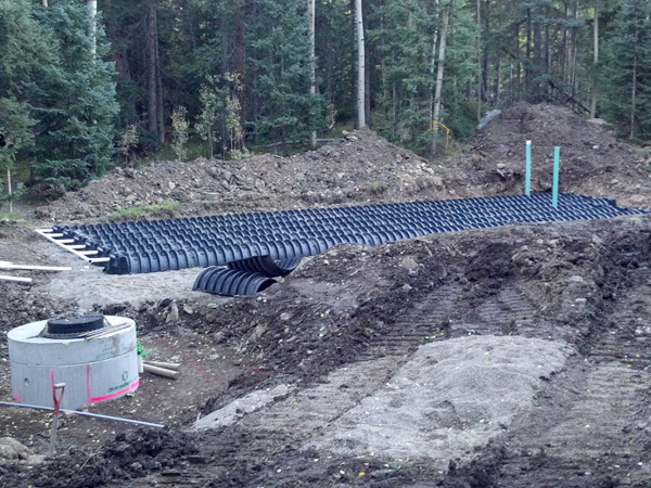 Pressurized wastewater treatment system new construction, Trout Lake, San Miguel County Colorado